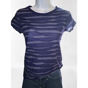 Simply Vera Vera Wang Navy & Gray Striped Ruched T-Shirt - Petite Small